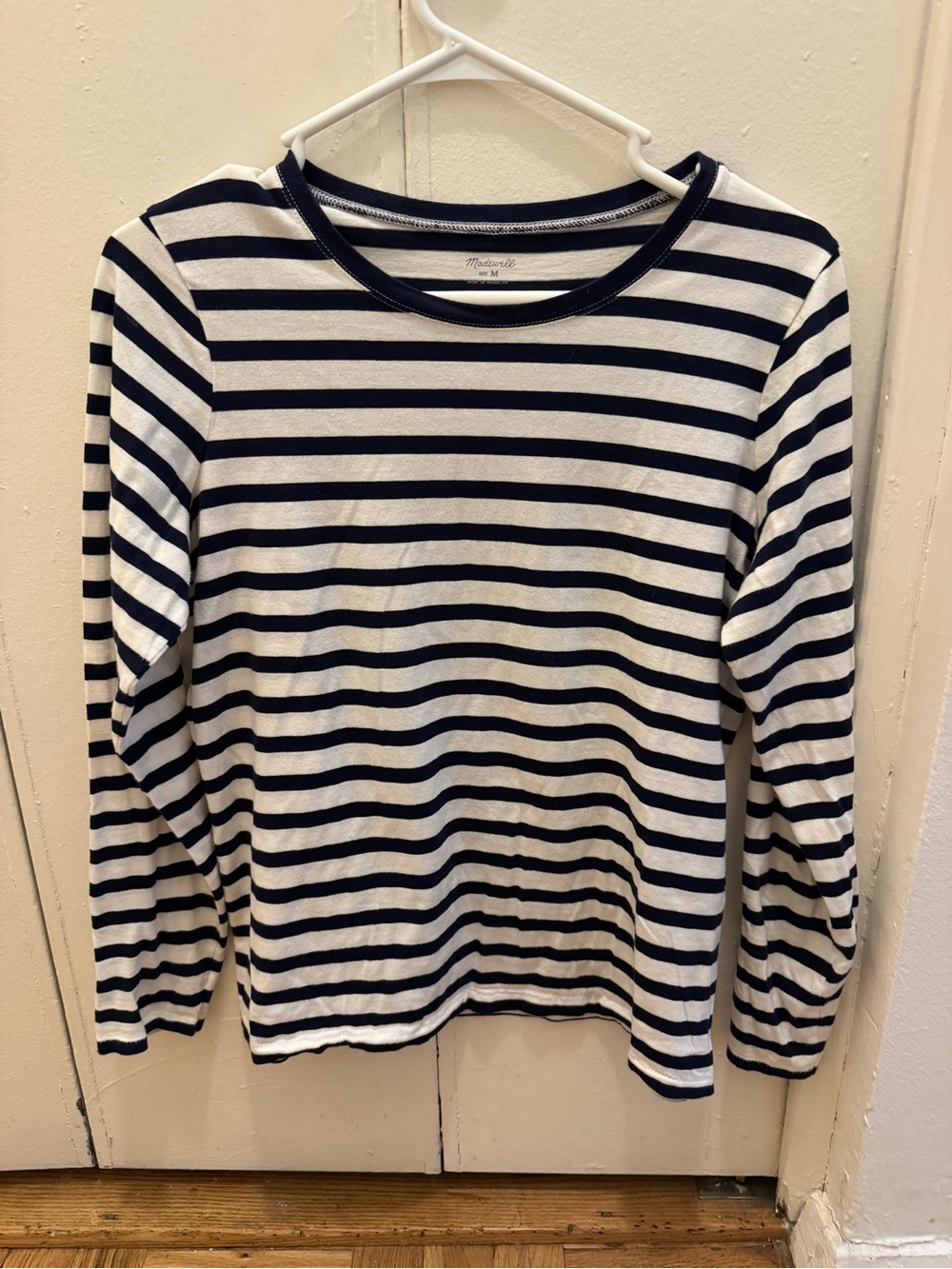 Classic Navy & White Striped Long-Sleeve Tee - women